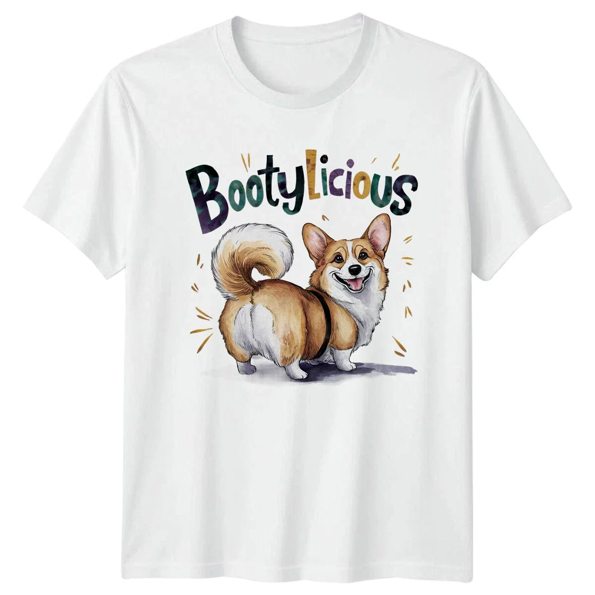 Bootylicious Corgi Dog Cute Animal Pun Graphic Tee Unisex , , , Long Sleeve Tee