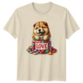 Chow Chow Puppy In Jar Love Hearts Men�s Women�s Tee Graphic Top Unisex , , , Long Sleeve Tee
