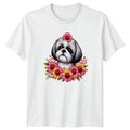 Adorable Shih Tzu Dog Portrait Womens Floral Shih Tzu Dogs Birthday Gift Unisex , , , Long Sleeve Tee