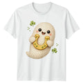 Cute Amigurumi Lucky Ghost Design St Patricks Day Luck Holidays Unisex , , , Long Sleeve Tee