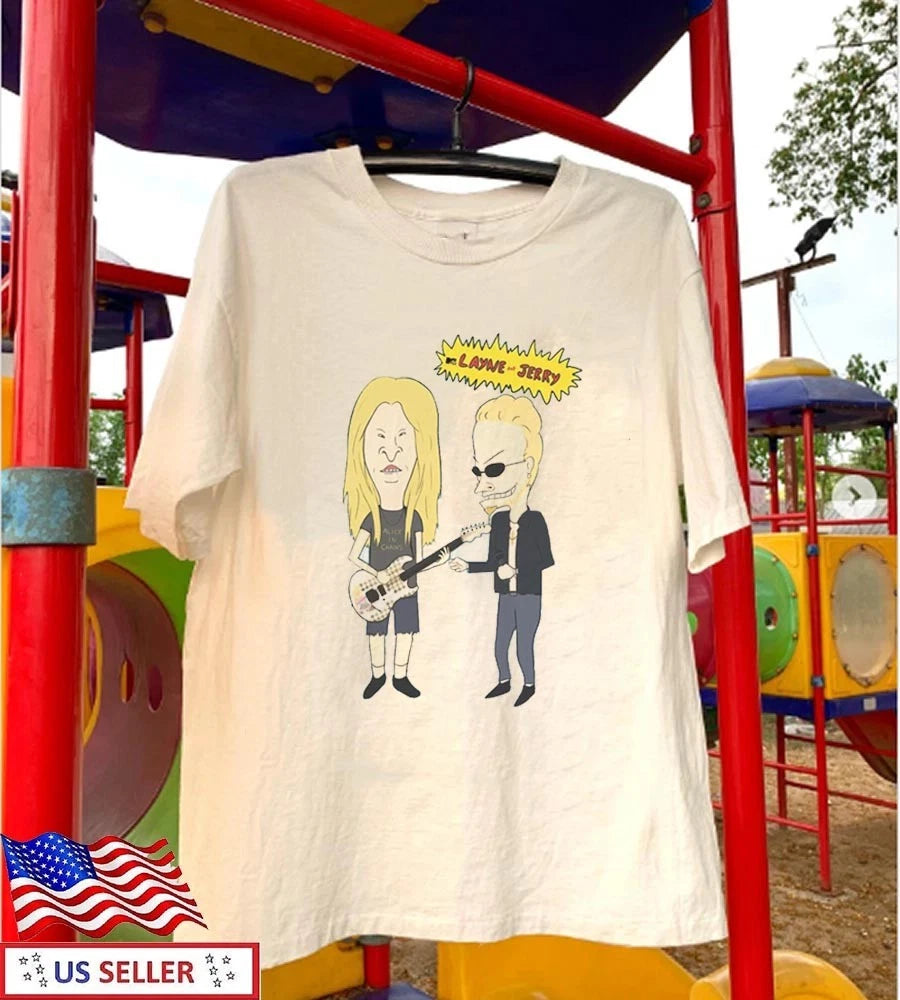 Alice In Chains Layne Staley & Jerry Cantrell Cartoon Natural T-shirt S-5XL