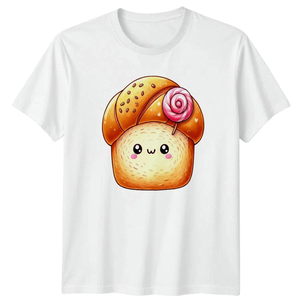 Cute Kawaii Bread Lollipop Design Kawaii Food Baking Lover Birthday Gift Unisex , , , Long Sleeve Tee