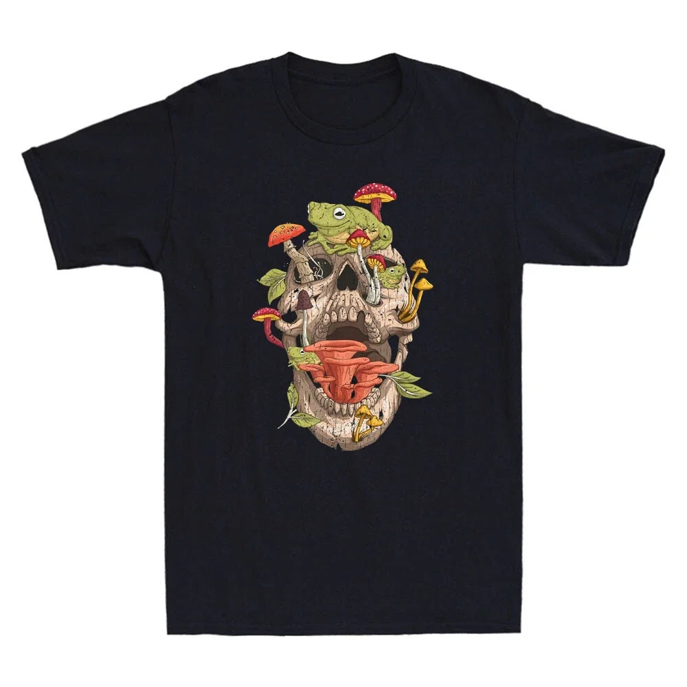 Frog Skull Mushroom Collector Cottagecore Aesthetic Fungi Vintage Men's Unisex , , , Long Sleeve Tee