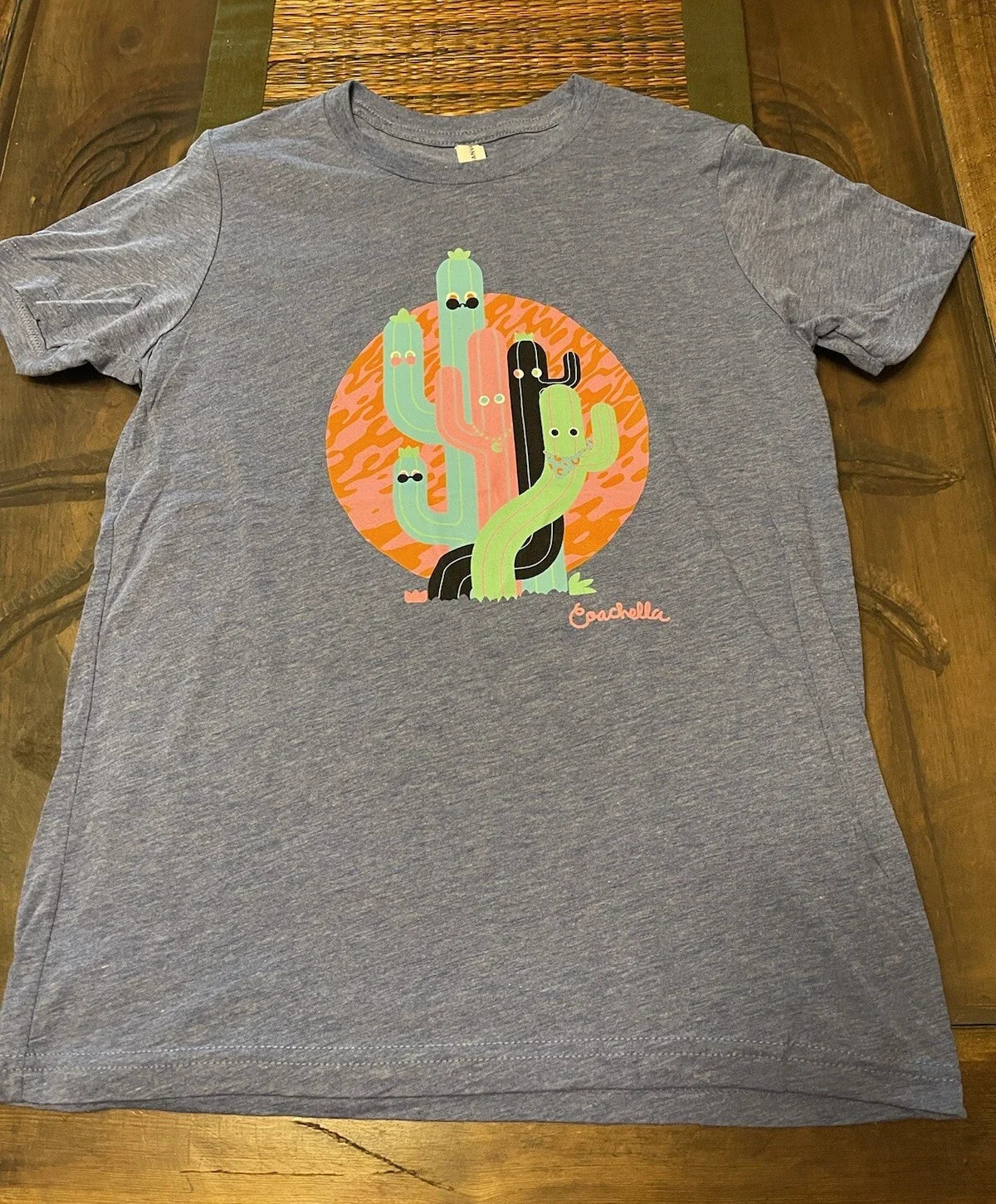 NEW Official Coachella Music & Arts Festival Cactus Blue Youth Large T Shirt Unisex , , , Long Sleeve Tee