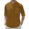 Mens Long Sleeve Henley Shirt Casual Slim Shirts Button Tops Blouse