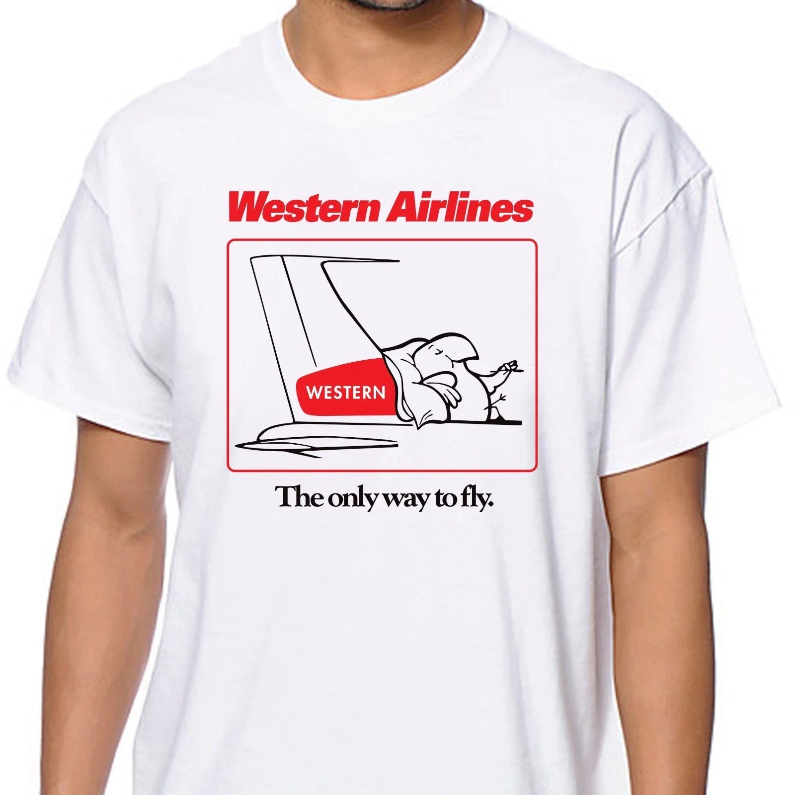 Western Airlines - The Only Way To Fly - Men's White Cotton Unisex , , , Long Sleeve Tee