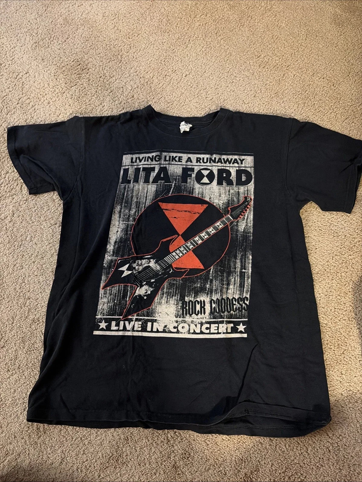 Lita Ford Living Like A Runaway Tour Adult XL Black Double Sided 2012 Unisex , , , Long Sleeve Tee