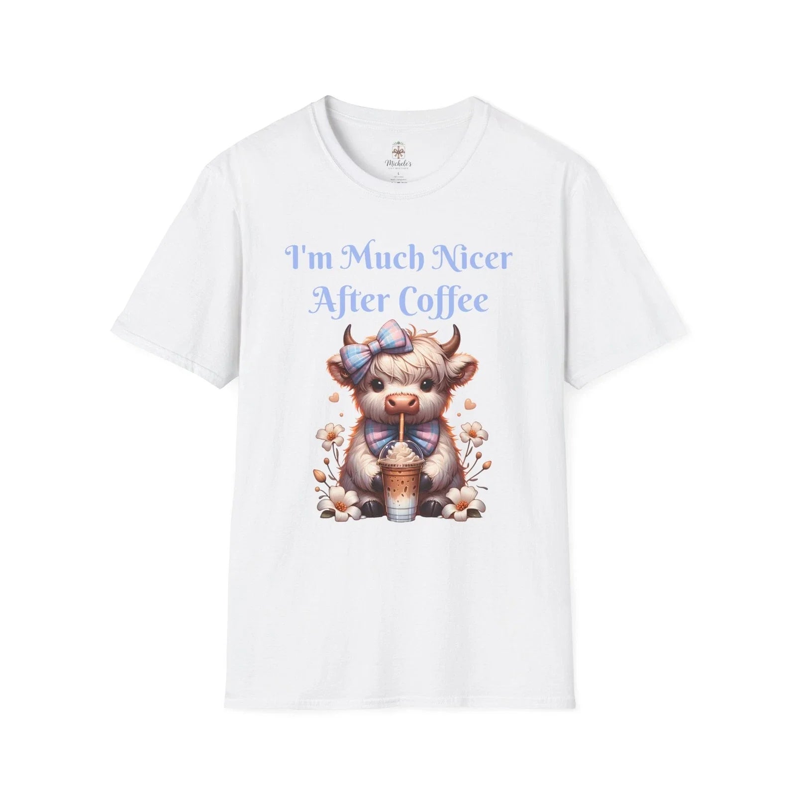 I’m Much Nicer After Coffee | Cute Highland Cow Coffee Design Unisex , , , Long Sleeve Tee