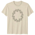 Aesthetic Line Art Botanical Foliage Wreath Minimalist Nature Art Unisex , , , Long Sleeve Tee