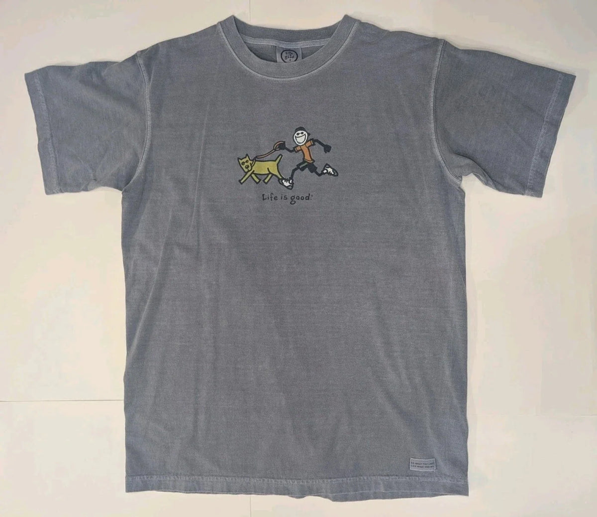 Vintage Life Is Good Jake & Rocket Beach Run Crusher-LITE Cool Blue Med Unisex , , , Long Sleeve Tee