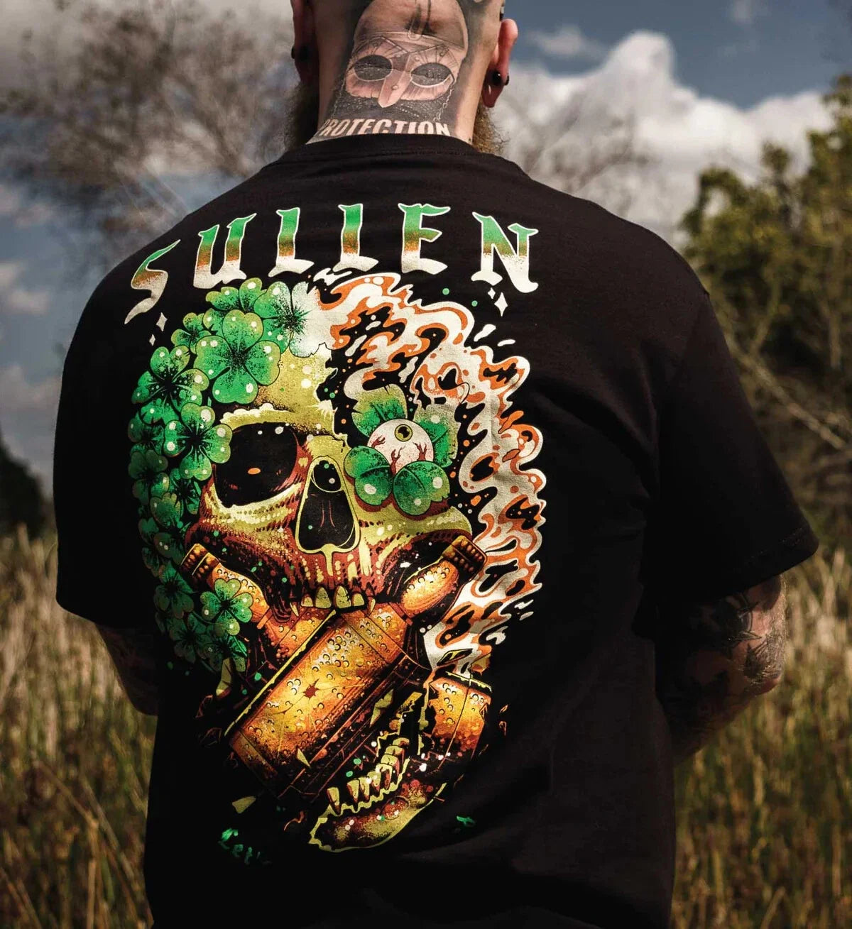 Sullen Pin Up Street Life Gothic Americana Tattoo Art Mens Tee GET SHAMROCKED Unisex , , , Long Sleeve Tee