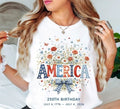 Comfort Colors America 250th Birthday Shirt, 4th Of July 2026 Patriotic Floral Unisex , , , Long Sleeve Tee