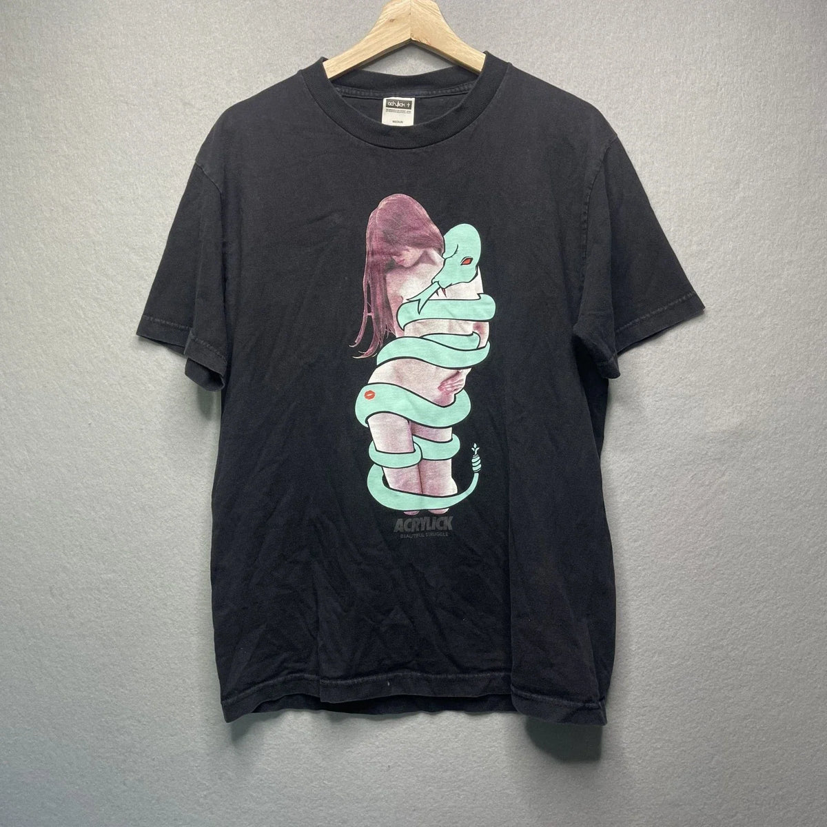 Acrylick Medium Black With Artistic Snake & Figure Design Unisex , , , Long Sleeve Tee