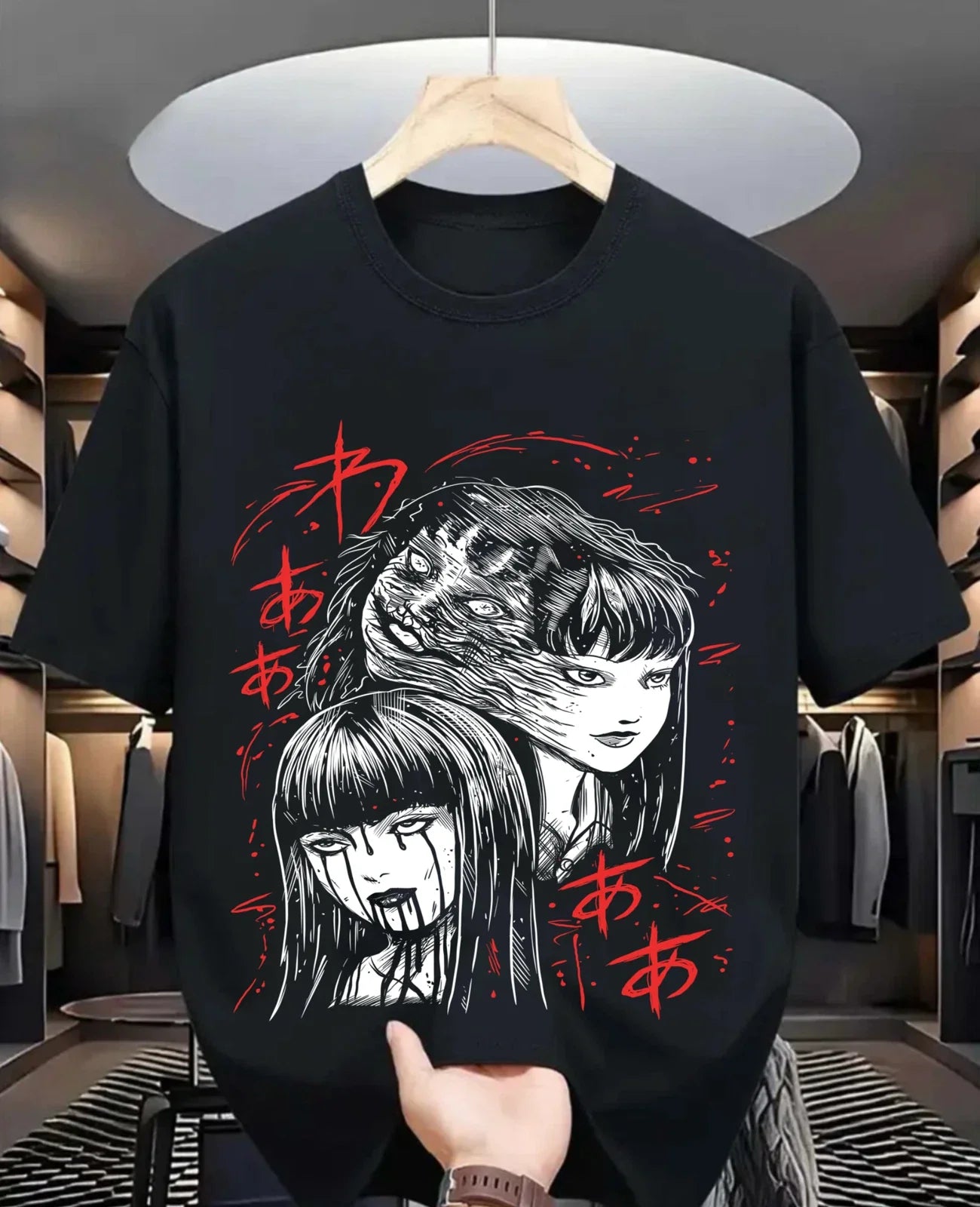 Junji Ito Uzumaki Horror Japan Guro Funny Girl Anime Gift Shirt All Size Unisex , , , Long Sleeve Tee