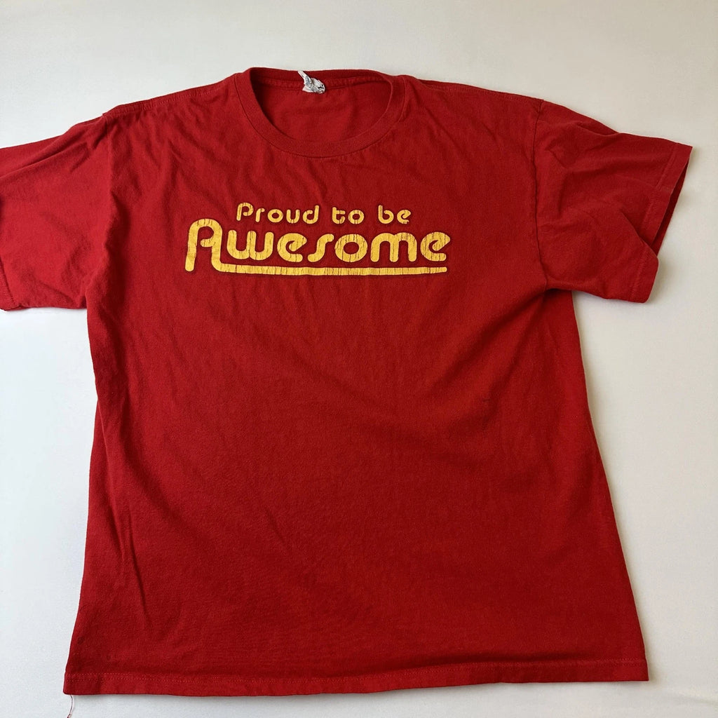 Proud to be Awesome Shirt Mens Large Red Graphic Tee Funny Delta Pro Weight