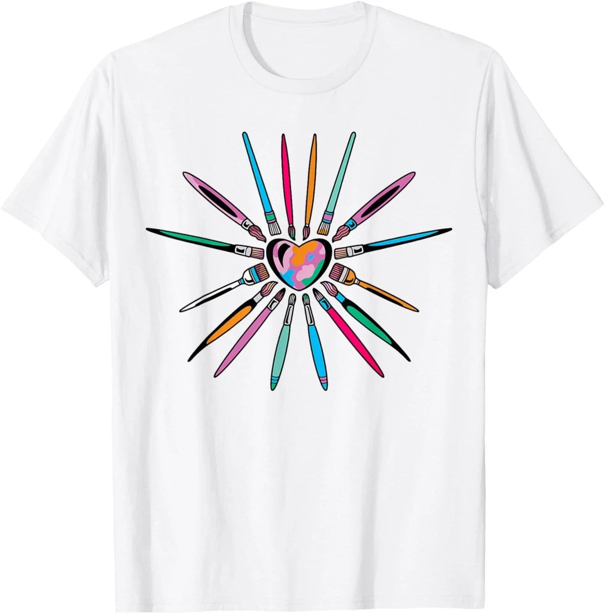 Cool Brush Heart Shape Art Teacher Paint for Artist Painter Unisex , , , Long Sleeve Tee