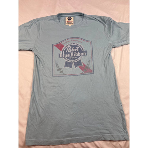 American Needle Pabst Blue Ribbon PBR Beer Graphic T-Shirt Light Blue Mens Small