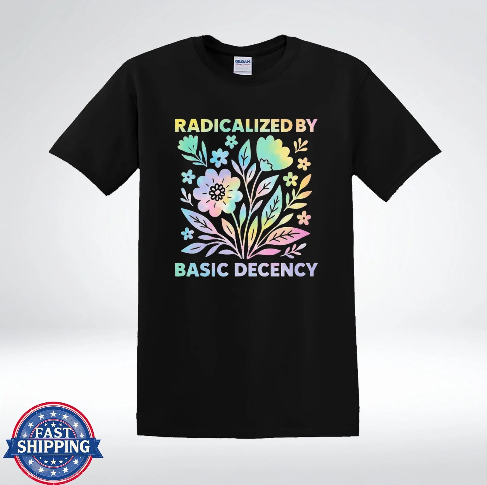 Radicalized By Basic Decency Shirt Pastel Floral Aesthetic Graphic Unisex , , , Long Sleeve Tee