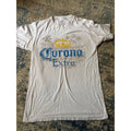 Corona Extra Mens White Graphic T-Shirt Palm Tree Beach Scene Size Medium M