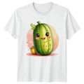 Kawaii Cute Happy Pickle Kawaii Vegetable Food Gift For Him And Her Unisex , , , Long Sleeve Tee