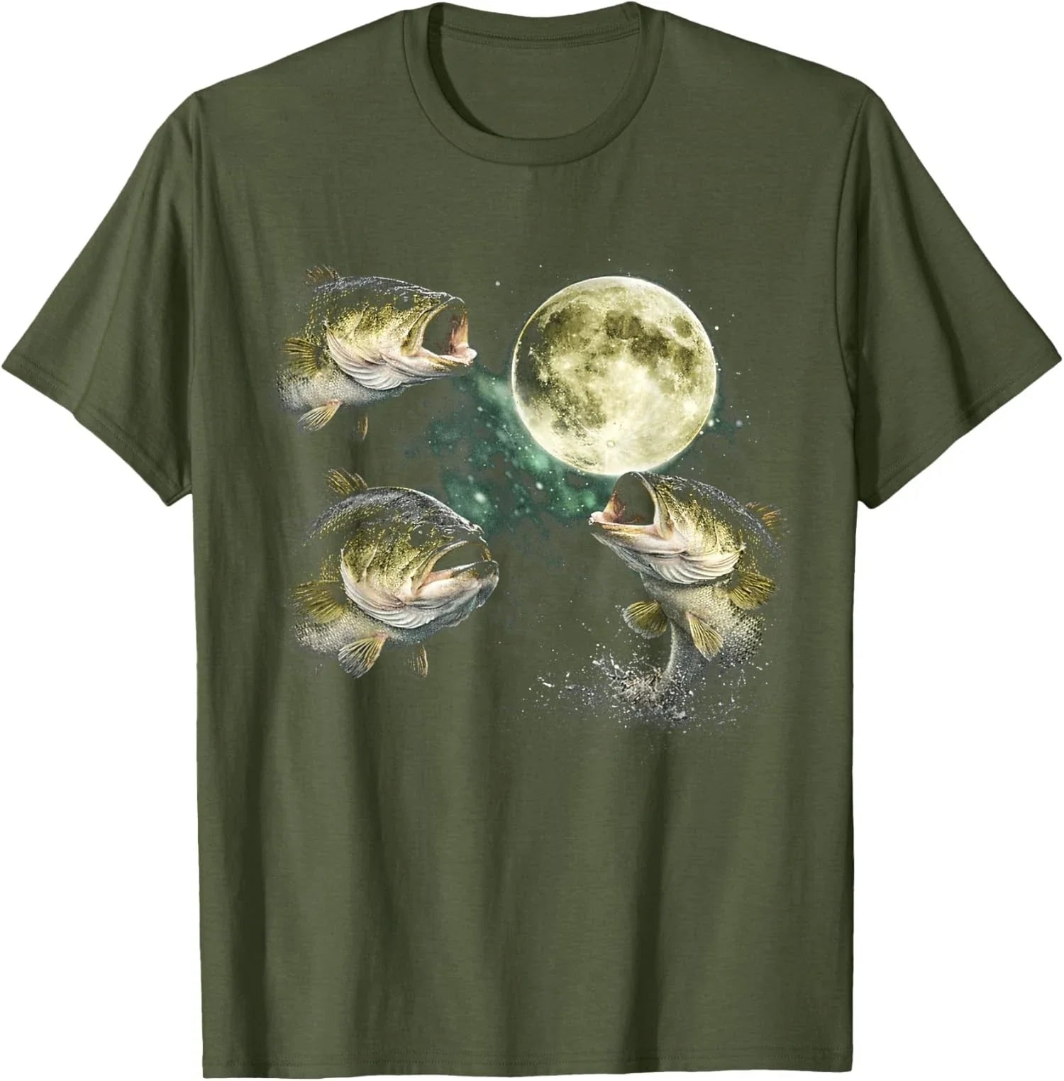 Bass Fish Howling To The Moon Vintage Angler Unisex Unisex , , , Long Sleeve Tee