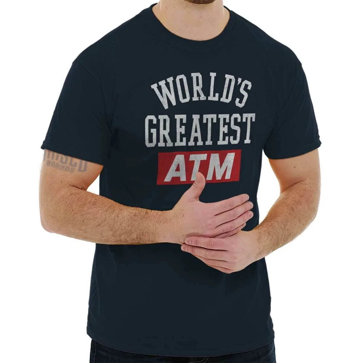Worlds Greatest ATM Dad Joke Fathers Gift Mens Casual Crewneck T Shirts Tees Unisex , , , Long Sleeve Tee