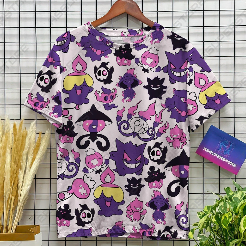 Gengar Pumpkaboo Kawaii Design Tshirt Gengar Chandelure Colorfull Funny Tshirt M