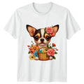Cute Chihuahua Dog With Flowers Womens Pet Lover Animal Mothers Day Gift Unisex , , , Long Sleeve Tee
