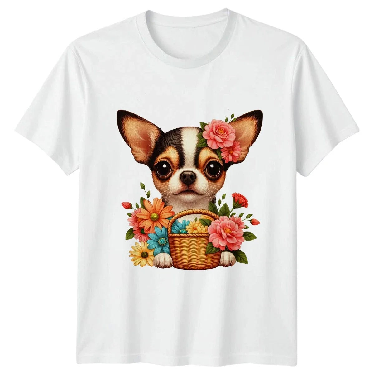 Cute Chihuahua Dog With Flowers Womens Pet Lover Animal Mothers Day Gift Unisex , , , Long Sleeve Tee