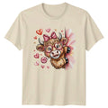 Cute Highland Cow Wearing Heart Glasses Womens Highland Cow Valentines Unisex , , , Long Sleeve Tee