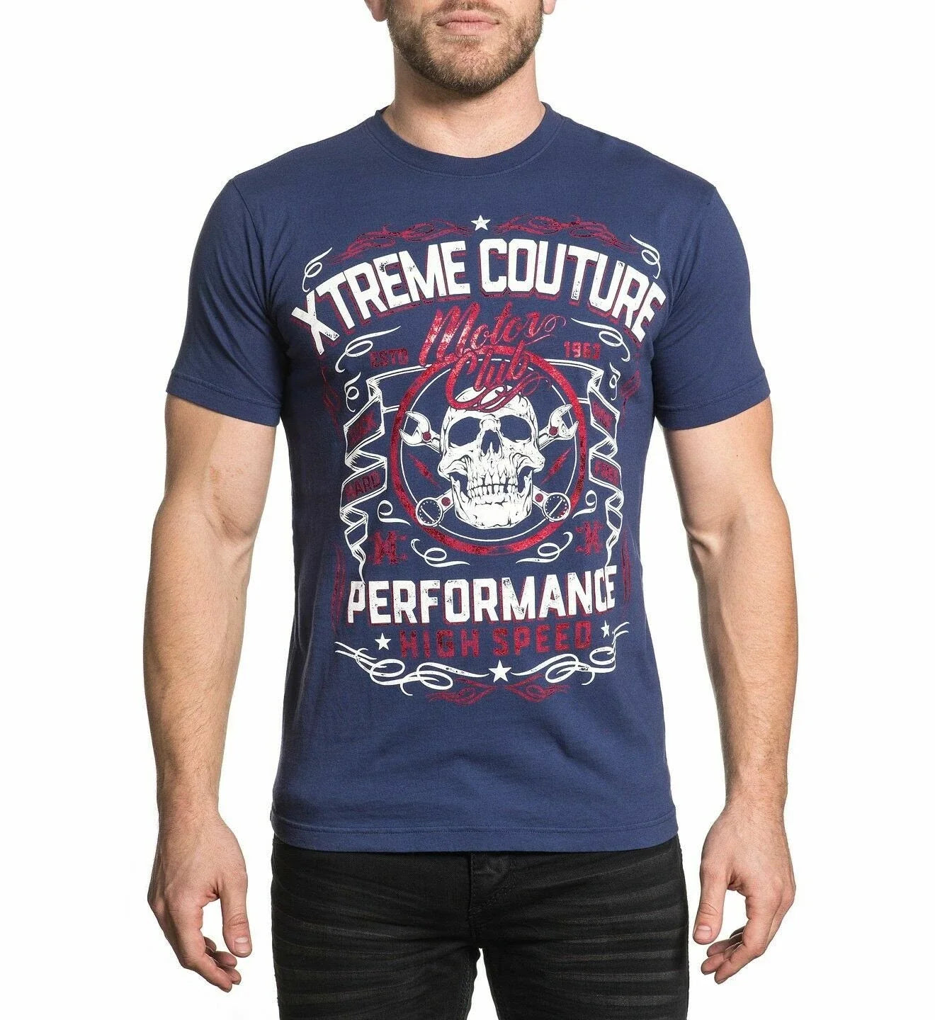 XTREME COUTURE by AFFLICTION Men's MOTOR CLUB Skulls Biker MMA Unisex , , , Long Sleeve Tee