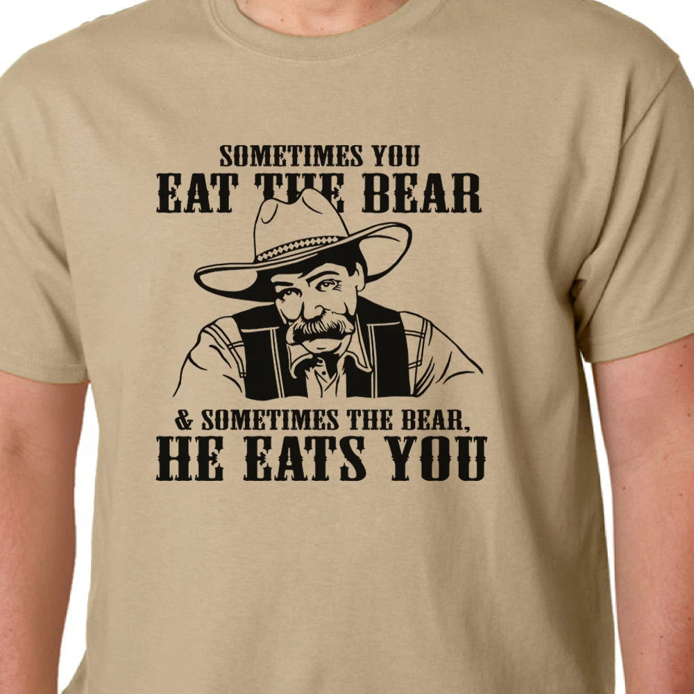 Big Lebowski t-shirt - SOMETIMES YOU EAT THE BEAR (BAR) quote CULT FILM COEN
