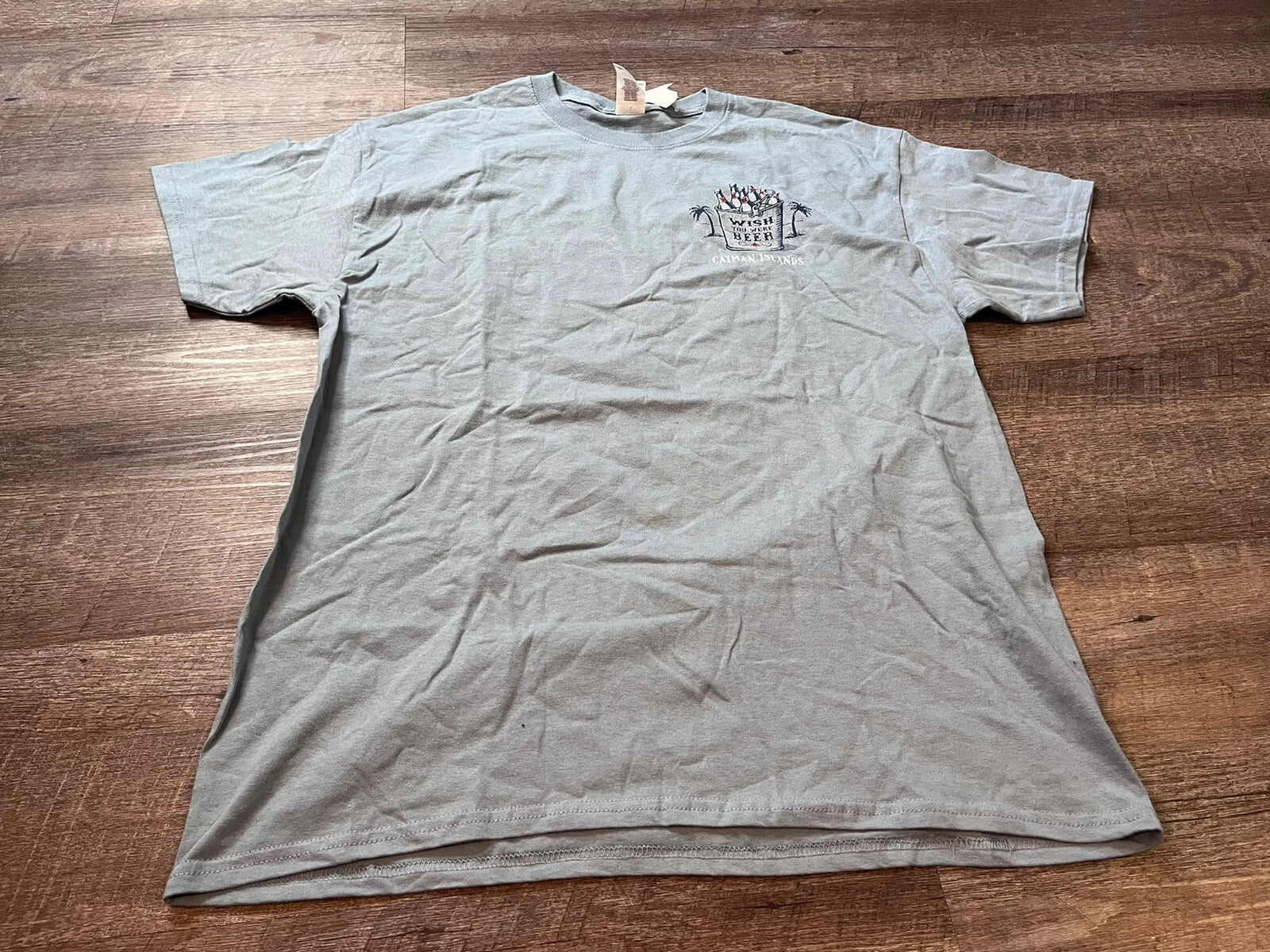 Gilden Mens T Shirt L Dusty Blue Shortsleeve Graphic Tee Beer Bucket List O2