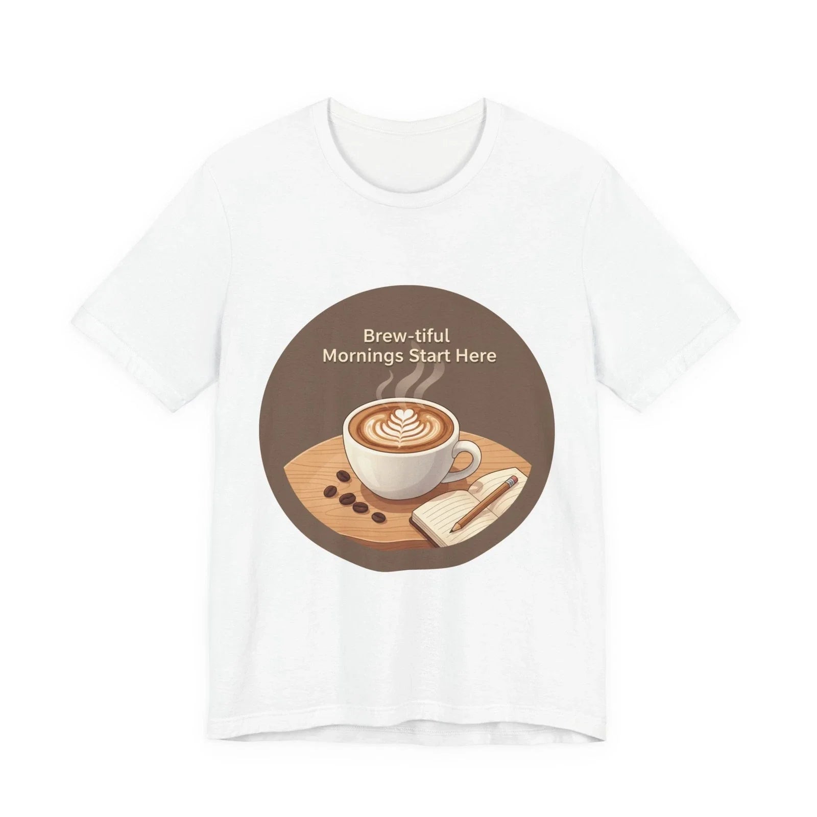 Brew-tiful Mornings Coffee Tee | latte art design, caffeine aesthetic Unisex , , , Long Sleeve Tee