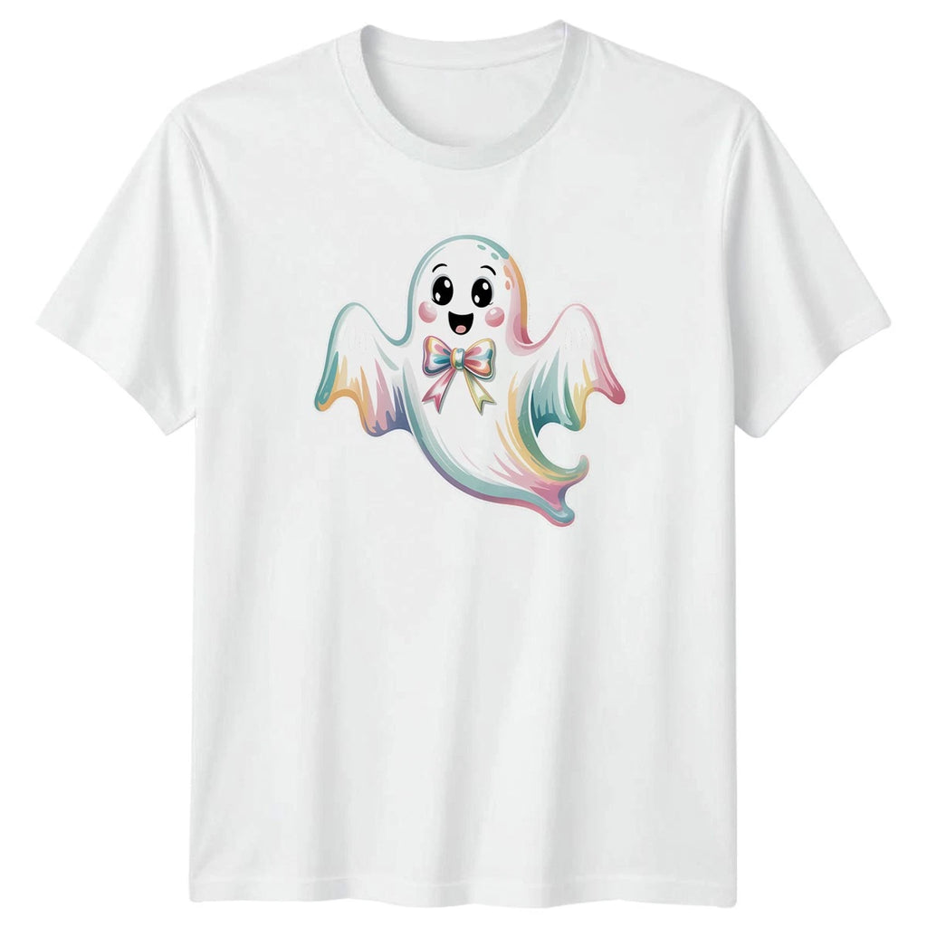 Cute Pastel Ghost With Rainbow T-Shirt Kawaii Ghost Halloween Gift