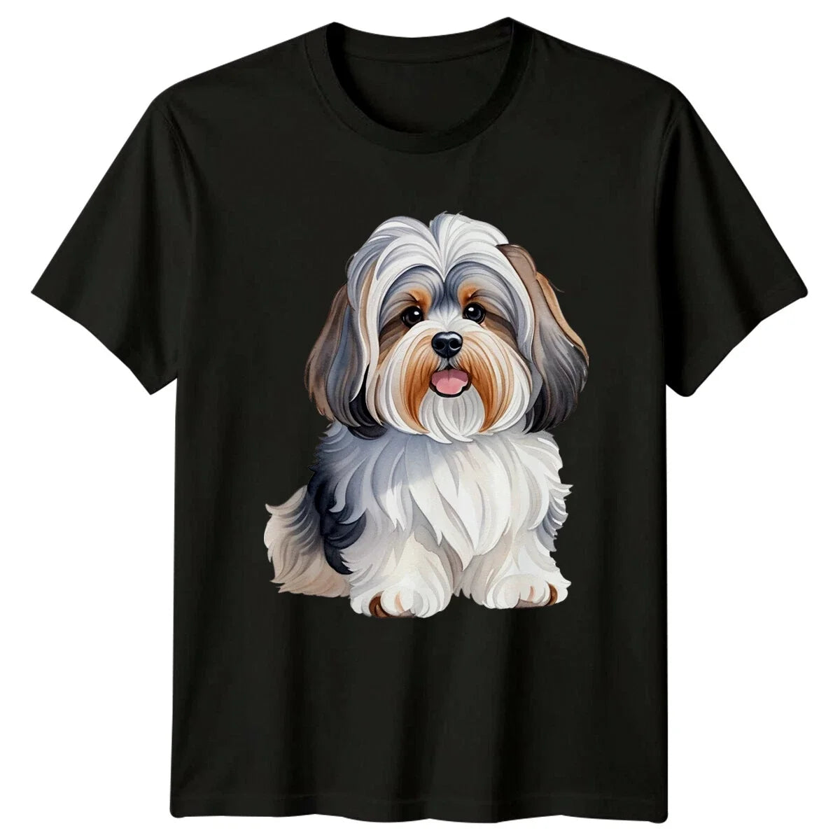 Cute Watercolor Havapoo Dog Breed Pet Portrait Unisex , , , Long Sleeve Tee