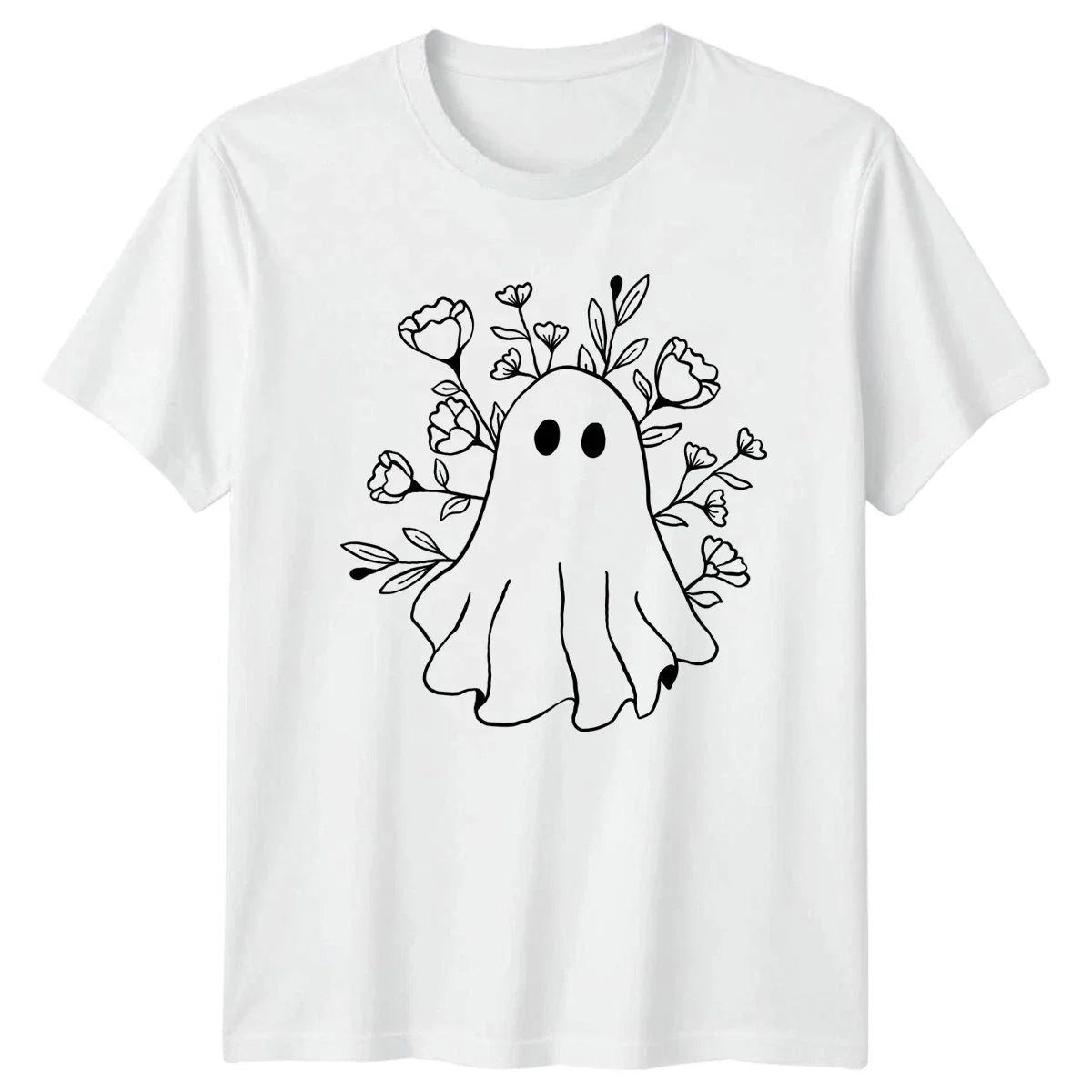Floral Ghost Spooky Cute Design Whimsical Botanical Halloween Gift Unisex , , , Long Sleeve Tee