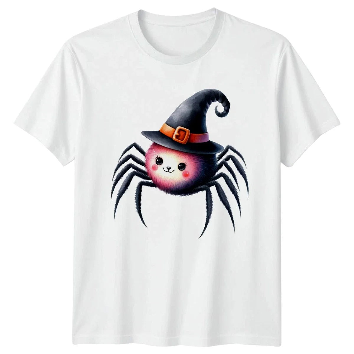 Cute Pink Fuzzy Spider Womens Halloween Halloween Gift For Her Unisex , , , Long Sleeve Tee