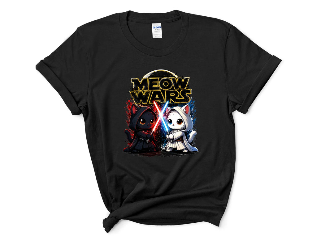 Cute Space Cats T-Shirt Sci Fi Galaxy Kitty Lightsaber Graphic Tee