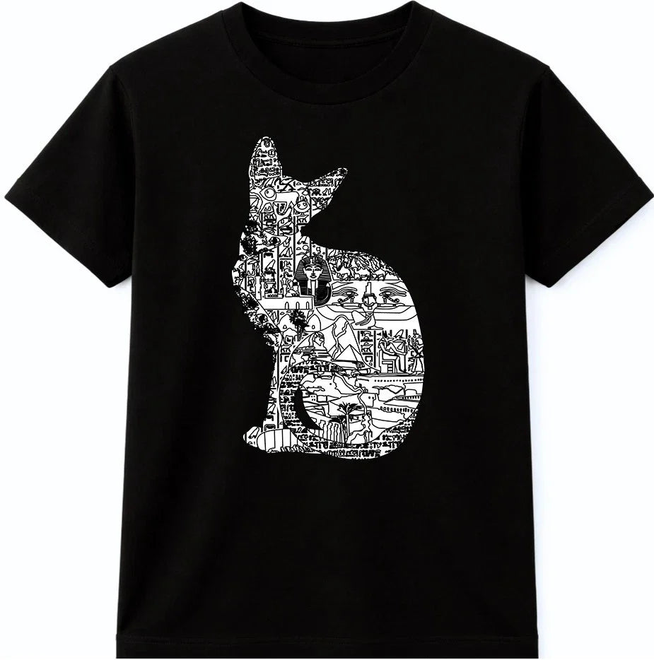 Egyptian Cat Line Art Graphic – Ancient Symbol Tee Unisex , , , Long Sleeve Tee