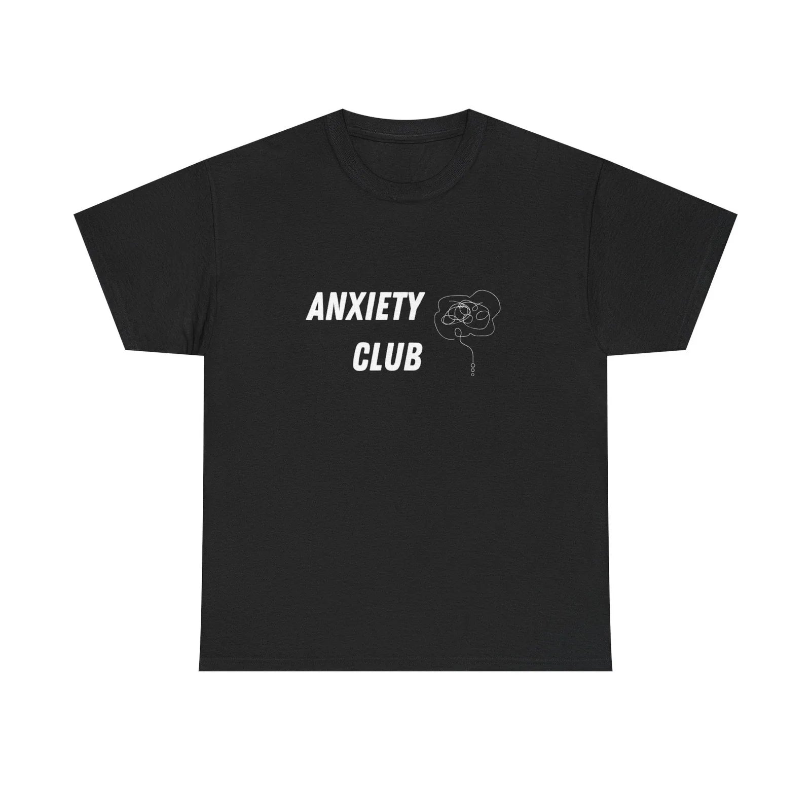Anxiety Club | distressed text, skull outline, gothic aesthetic Unisex , , , Long Sleeve Tee