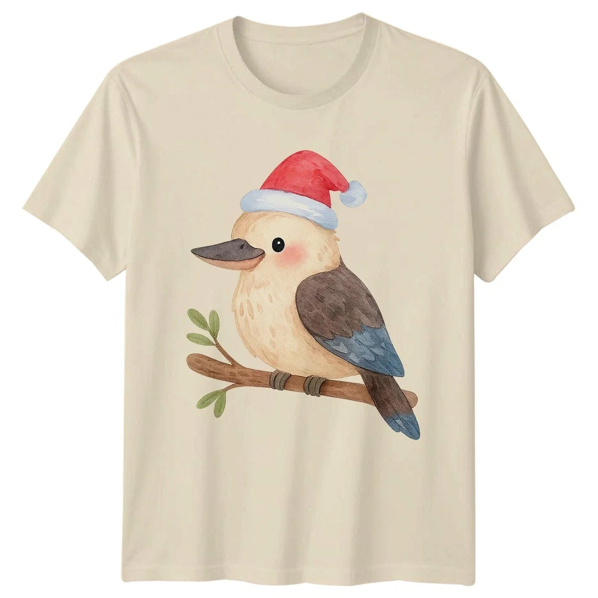 Cute Bird Santa Hat Holiday Christmas Men Womens Graphic Tee Unisex , , , Long Sleeve Tee