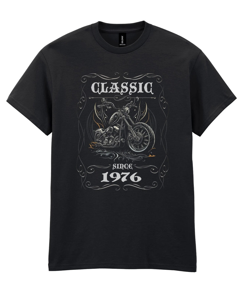 50th Birthday T Shirt Born 1976 Chopper Motorbike Biker Motorcycle Gift 50 Him