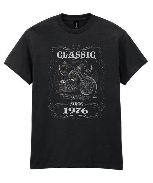 50th Birthday T Shirt Born 1976 Chopper Motorbike Biker Motorcycle Gift 50 Him