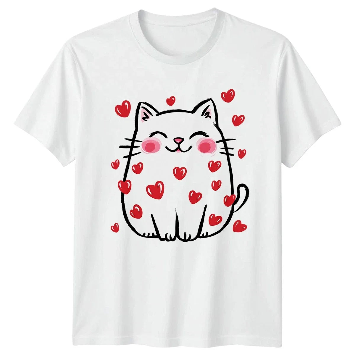 Cute Cat Hearts Animals Cats Mens Womens Tee Graphic Unisex Top Unisex , , , Long Sleeve Tee