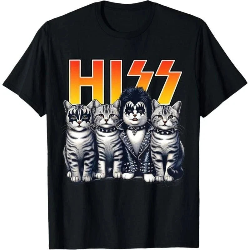 Cute Hiss Cats Rock Kittens Kitty Rocking Music Cat Lovers Men men woman Unisex , , , Long Sleeve Tee