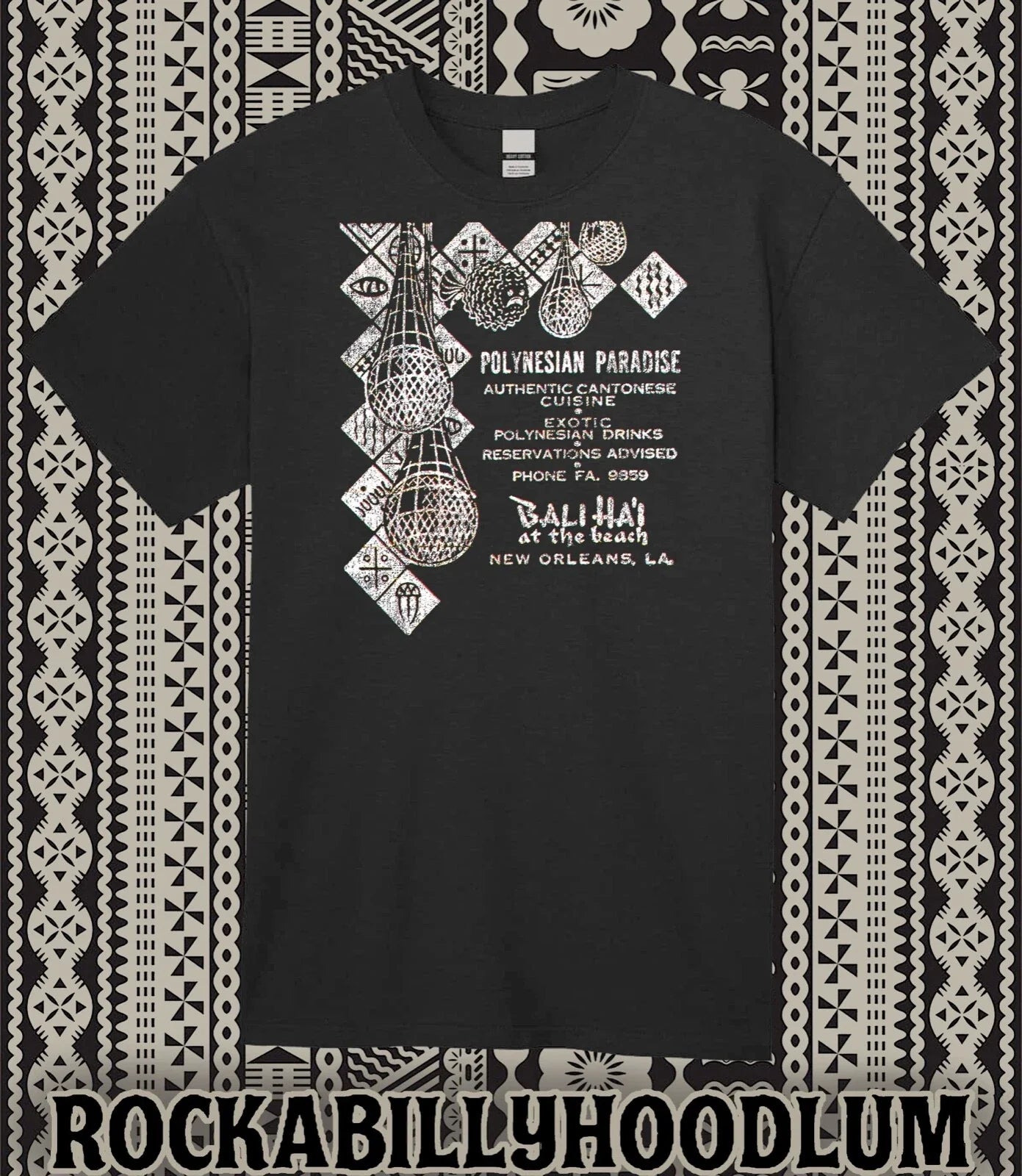 Retro Tiki Art Tee T Shirt Polynesian Bali Hai New Orleans LA Bar Restaurant Unisex , , , Long Sleeve Tee