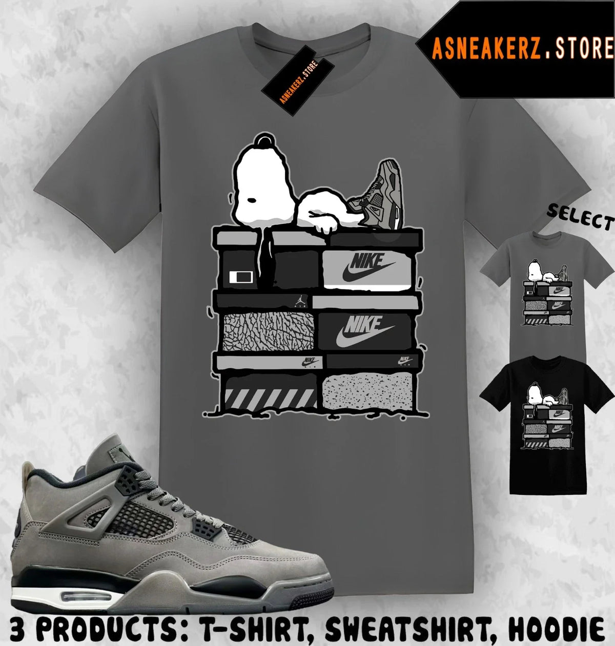 Shirt Match AJ 4 Cave Stone 2025 Sneaker Matching Tee Sneakerhead S Dog Unisex , , , Long Sleeve Tee
