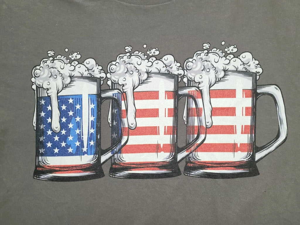 American Flag Beers Graphic Tee Gray Size M