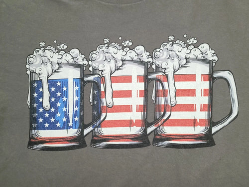 American Flag Beers Graphic Tee Gray Size M